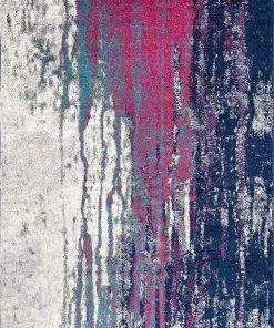 FAS All Area Rugs And Runners Waterfall Vintage Abstract Pink Blue Grey Soft Area Rug