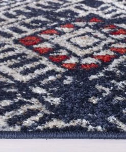 Safavieh All Area Rugs And Runners Adirondack Collection ADR202N Modern Boho Distressed Non-Shedding Stain Resistant Living Room Bedroom Area Rug Square, Navy / Light Grey