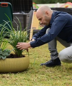 COL Knit Texture Planters Pots With Removable Liners Home Décor