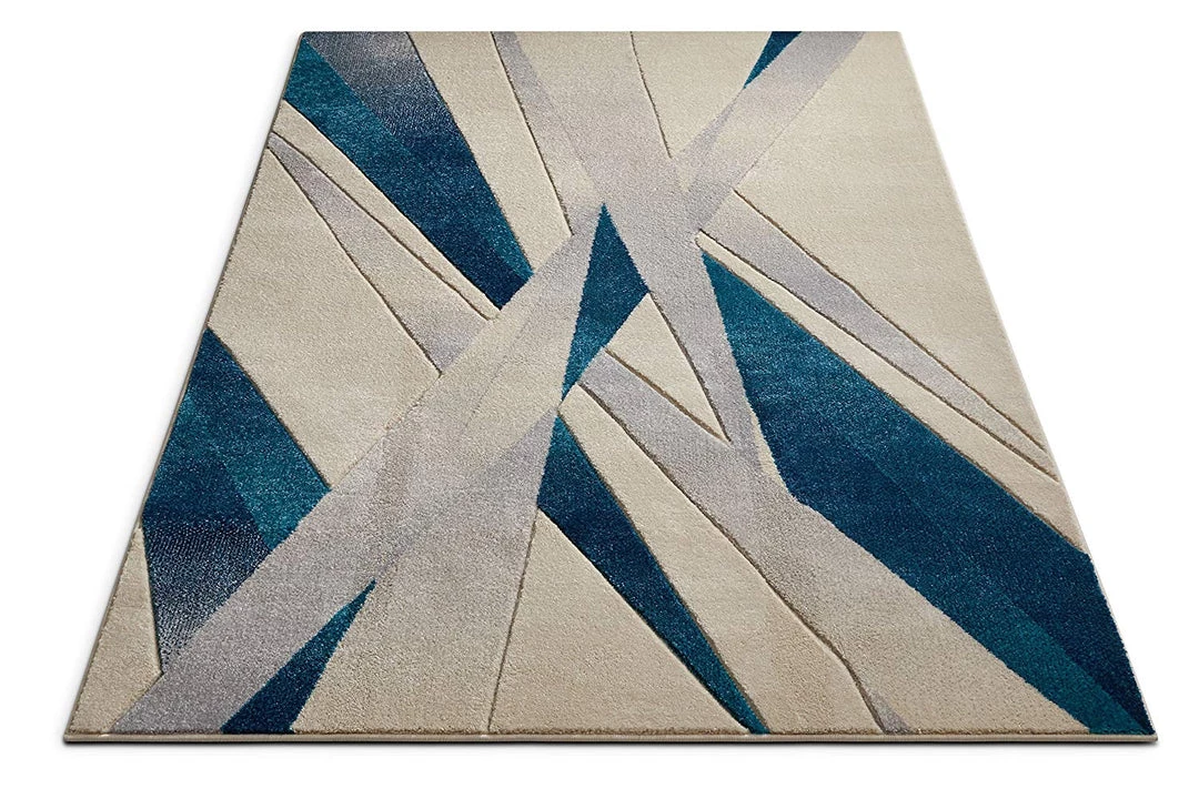 WW Modern Geometric Blue Ivory Comfy Hand Carved Area Rugs 4 WW Modern Geometric Blue Ivory Comfy Hand Carved Area Rugs