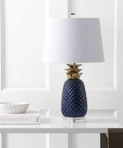 JONATHAN Pineapple 23" Ceramic LED Table Lamp Navy/Gold Lamps