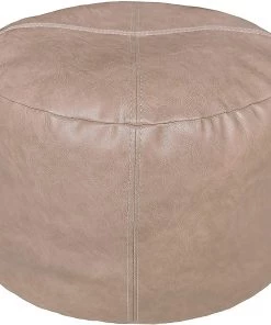 Modern Rugs And Decor Unstuffed Nordic Faux Leather Pouf, Premium Handmade Ottoman