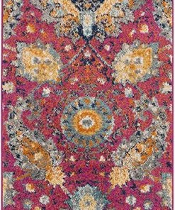 FAS All Area Rugs And Runners Floral Fuchsia/Gold Soft Area Rugs