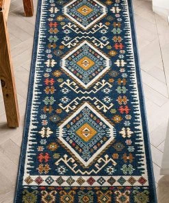 Well Woven Ravia Blue Southwestern Medallion Area Rug