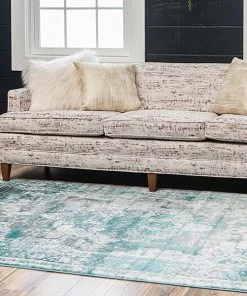 UL Vintage Distressed Turquoise Blue Area Rugs All Area Rugs And Runners