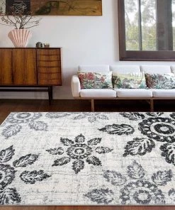 WRG Distressed Floral Soft Ivory Gray Shag Area Rug 9 WRG Distressed Floral Soft Ivory Gray Shag Area Rug
