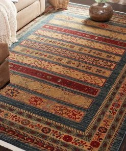 UL Tribal Pattern Blue Soft Area Rug