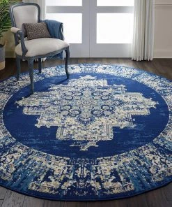 NOUR Navy Blue Distressed Persian Area Rugs All Area Rugs And Runners