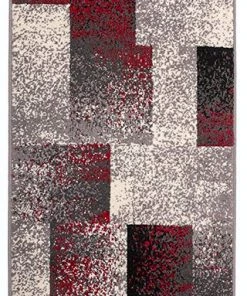 Modern Distressed Boxes All Area Rugs And Runners Geometric Red Gray Box Pattern Area Rugs