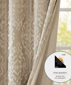 Modern Rugs And Decor Blackout Curtains For Bedroom Mirage Damask Fabric Grommet, 50X95