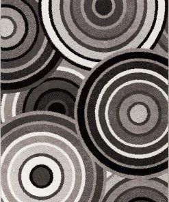 WW All Area Rugs And Runners Abstract Grey Black Circles Area Rugs