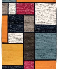 WRG Box Pattern Multi-color Soft Area Rug