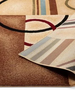 WW Modern Geometric Circles Ivory Multi Soft Area Rugs