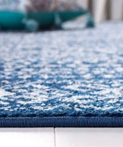 Safavieh All Area Rugs And Runners Moroccan Boho Distressed Area Rug Navy / Ivory