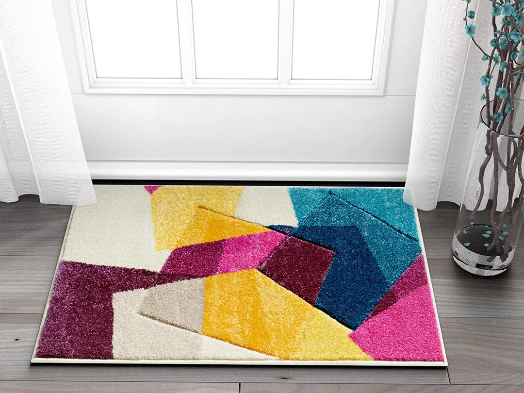 WW Modern Geometric Blue Purple Fuchsia Yellow Comfy Hand Carved Area Rugs 9 WW Modern Geometric Blue Purple Fuchsia Yellow Comfy Hand Carved Area Rugs
