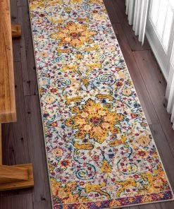 WW Yellow Blue Purple Vintage Floral Medallion Area Rugs 13 WW Yellow Blue Purple Vintage Floral Medallion Area Rugs