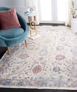 Safavieh Illusion Collection ILL703F Vintage Distressed Viscose Area Rug, Rose / Cream All Area Rugs And Runners