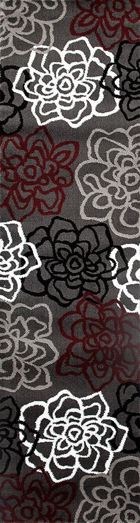 WRG Floral Gray/Grey Red White Area Rug All Area Rugs And Runners 7 WRG Floral Gray/Grey Red White Area Rug All Area Rugs And Runners