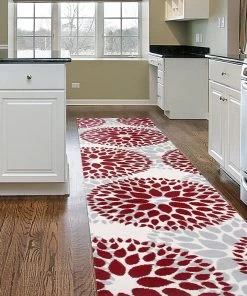 WRG Floral Gray/Grey Red Area Rug All Area Rugs And Runners