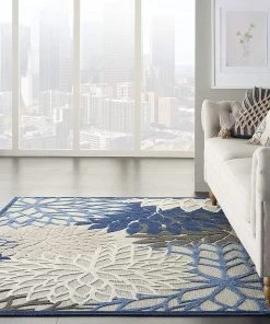 WRG Indoor/Outdoor Floral Blue/Multicolor Area Rug