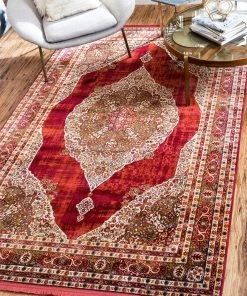 UL Vintage Traditional Red Ivory Terracotta Area Rugs All Area Rugs And Runners