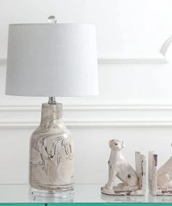 JONATHANWebb 23" Ceramic LED Table Lamp Gray/White