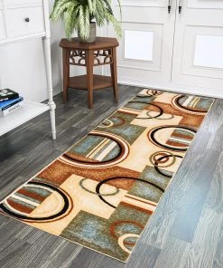 WW Modern Geometric Circles Light Blue Multi Soft Area Rugs 21 WW Modern Geometric Circles Light Blue Multi Soft Area Rugs