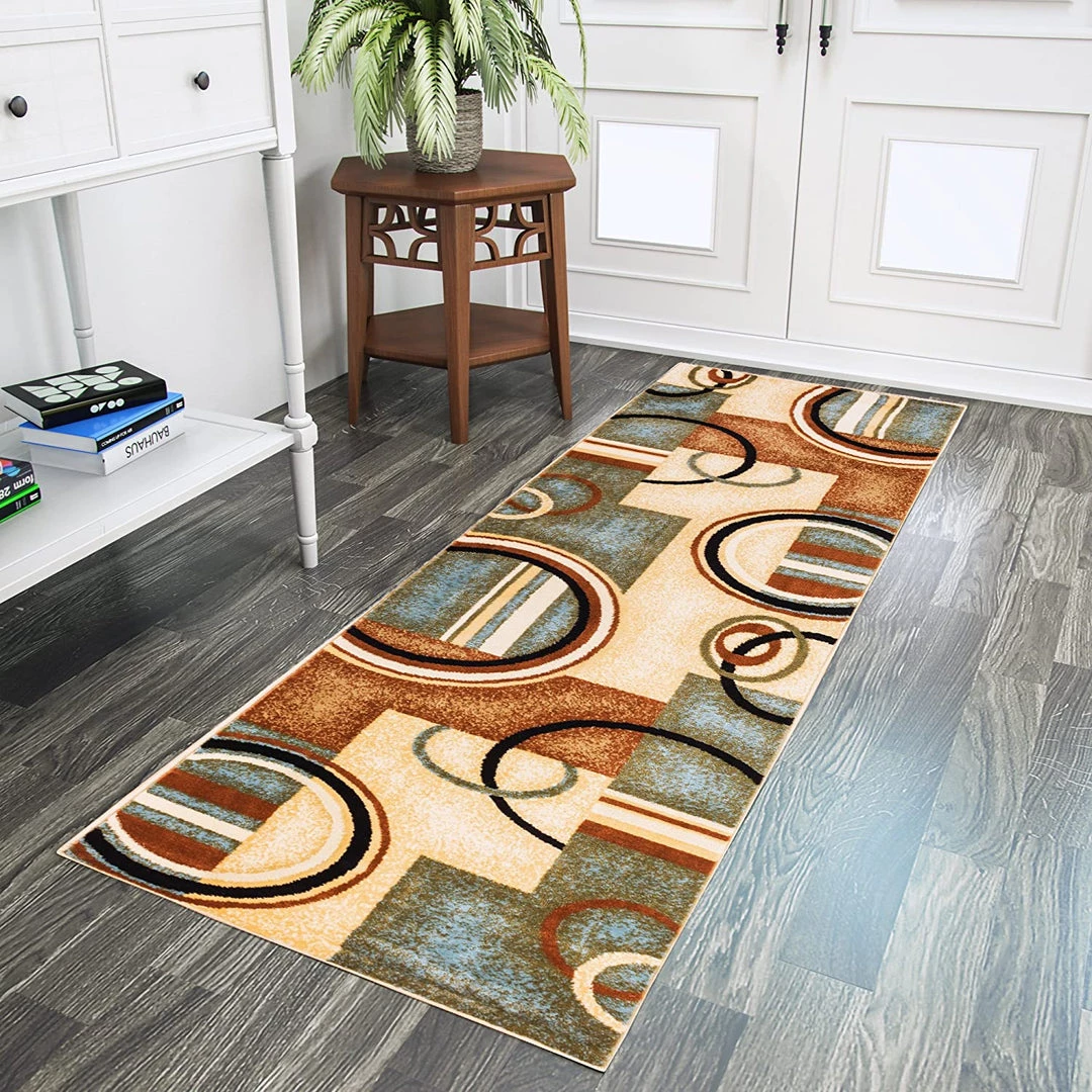 WW Modern Geometric Circles Light Blue Multi Soft Area Rugs 9 WW Modern Geometric Circles Light Blue Multi Soft Area Rugs