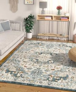 Modern Rugs And Decor All Area Rugs And Runners Oriental Medallion Vintage Blue Ivory Area Rug