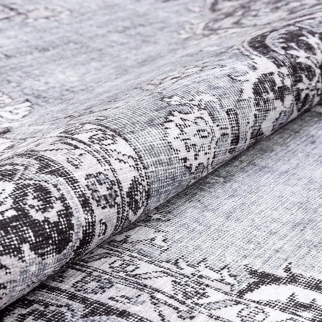 Well Woven Machine Washable Grey Vintage Oriental Medallion Flat Pile Area Rug All Area Rugs And Runners 6 Well Woven Machine Washable Grey Vintage Oriental Medallion Flat Pile Area Rug All Area Rugs And Runners