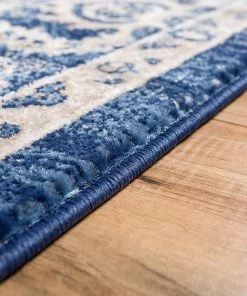 Well Woven Vintage/ Distressed Rugs Essex Blue & Beige Vintage Traditional Persian Oriental Sarouk