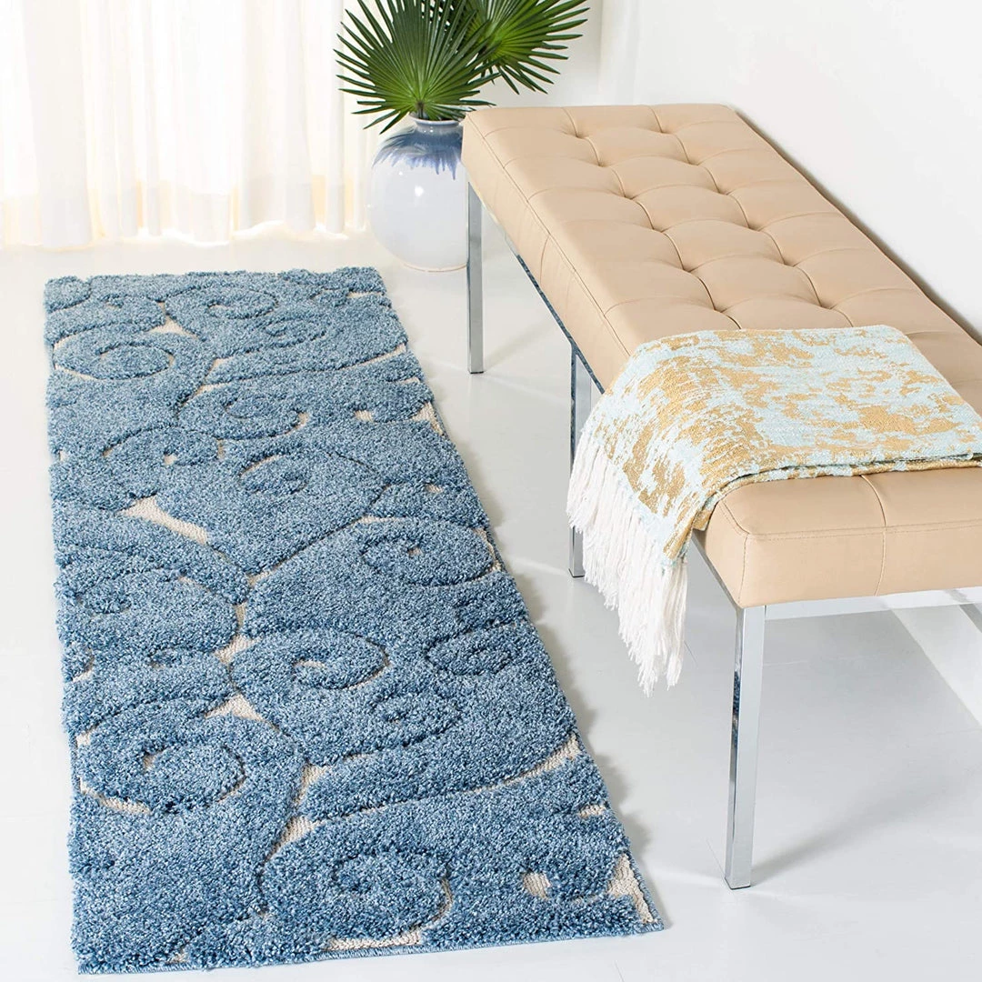 FAS Premium Swirl Thick Plush Light Blue/cream Area Shag Rug 1 FAS Premium Swirl Thick Plush Light Blue/cream Area Shag Rug