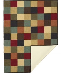 OPVM All Area Rugs And Runners Checks Design Multi-color Area Rug Non-Slip/ No Skid