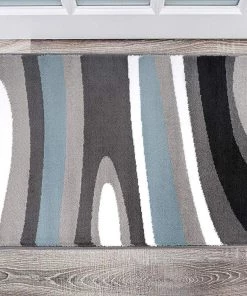WRG Gray/Grey Blue Abstract Area Rug