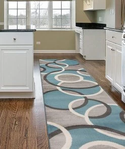 SUP Contemporary Abstract Circles Soft Light Blue Gray Area Rug All Area Rugs And Runners