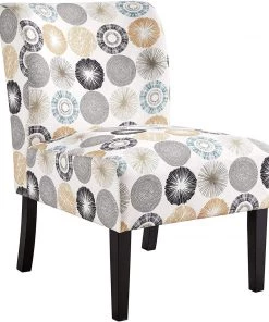 YAHEETECH Modern Accent Chair Slipper Chair Casual Upholstered Single Sofa Fabric Cloth Armless Chair For Living Room Bedroom Vanity Desk Beige Modern/ Geometric Rugs