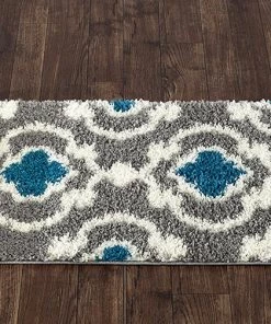 Free Std. Shipping 4-6 Days Gray Turquoise Blue Shag Area Rug