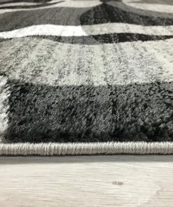 WRG Gray Black White Circles Area Rug