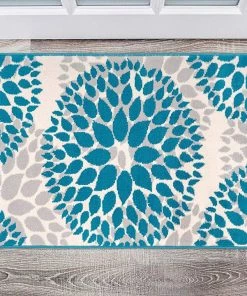 WRG Floral Gray/Grey Turquoise Blue Area Rug All Area Rugs And Runners