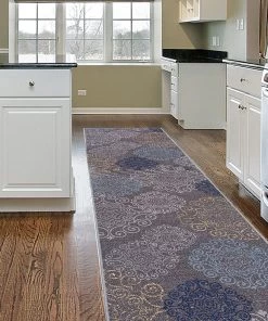 WRG All Area Rugs And Runners Gray Floral Area Rug Non-Slip/ No Skid