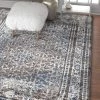 Well Woven Mante Grey & Blue Modern Sarouk Vintage Modern Distressed Persian Design Grey Blue Area Rug All Area Rugs And Runners