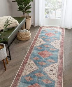 Well Woven All Area Rugs And Runners Towne Blue Machine Washable Vintage Style Classic Distresseed Tribal Medallion Area Rug