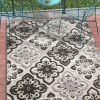 WRG Floral Panel Gray White High Traffic Stain Resistant Indoor Outdoor Area Rug