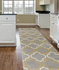 WRG Trellis Gray/Grey Yellow Area Rug