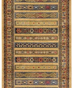 WW Tribal Pattern Tan Navy Blue Soft Area Rug