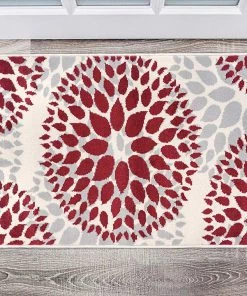 WRG Floral Gray/Grey Red Area Rug All Area Rugs And Runners