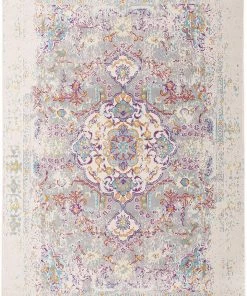 WRG Vintage Medallion Floral Ivory Gray Multi-color Soft Area Rug