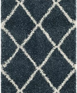 FAS Diamond Trellis Slate Blue/Ivory Soft Plush Shag Area Rug 2-inch Thick 12 FAS Diamond Trellis Slate Blue/Ivory Soft Plush Shag Area Rug 2-inch Thick
