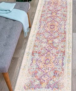 WRG Vintage Medallion Floral Ivory Gray Multi-color Soft Area Rug
