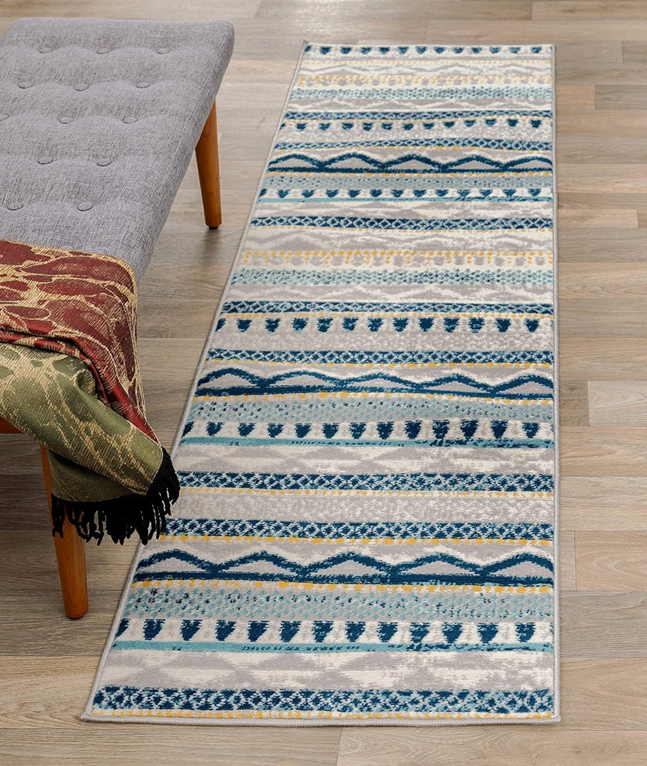 WRG All Area Rugs And Runners Contemporary Bohemian Blue Gray Ivory Area Rug 6 WRG All Area Rugs And Runners Contemporary Bohemian Blue Gray Ivory Area Rug